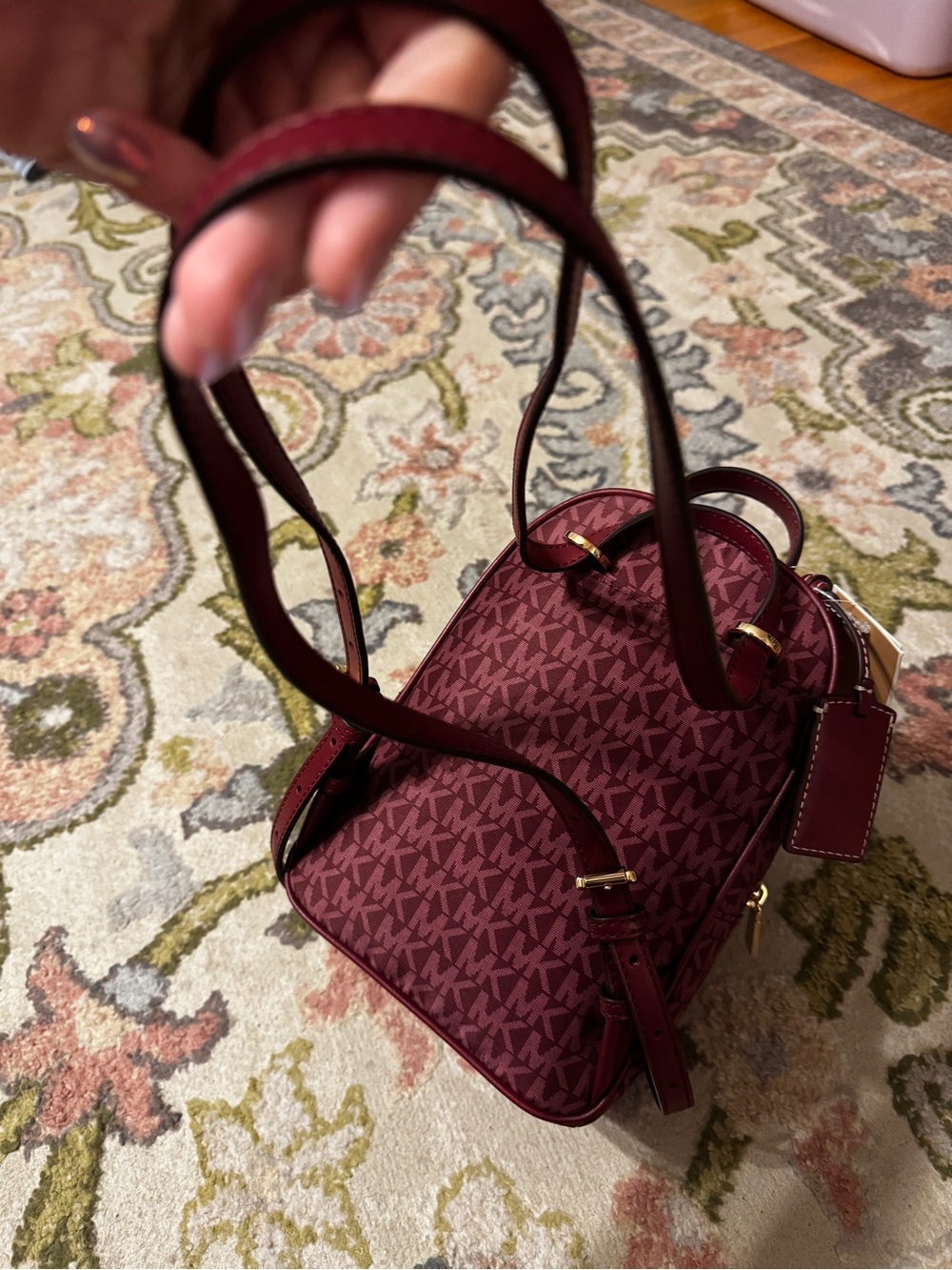 Michael Kors Sable Burgundy Mini Backpack purse - Picture 5 of 7